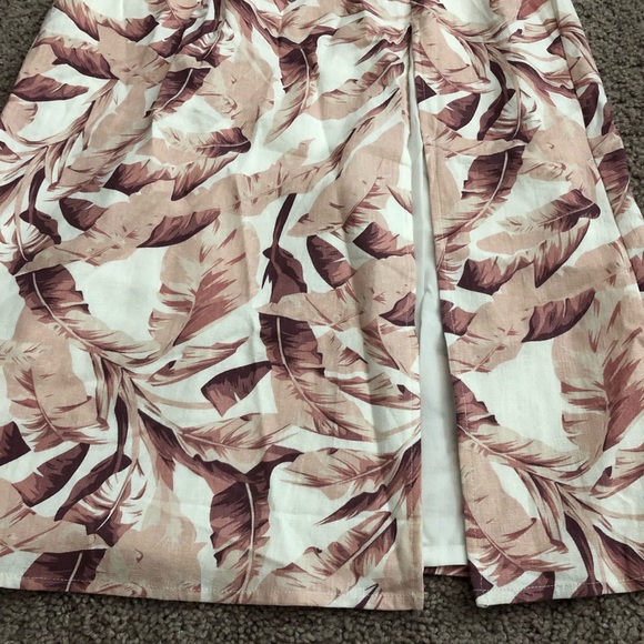 House of Harlow 1960 Womens Linen Midi Dress Banana Leaf - Picture 2 of 14